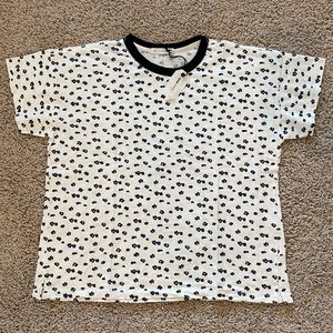 Rag & Bone Ditsy Floral Short Sleeve T-Shirt White Black Size Medium